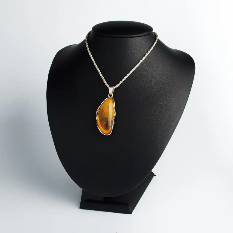 Bursztyn wisior duży srebrny